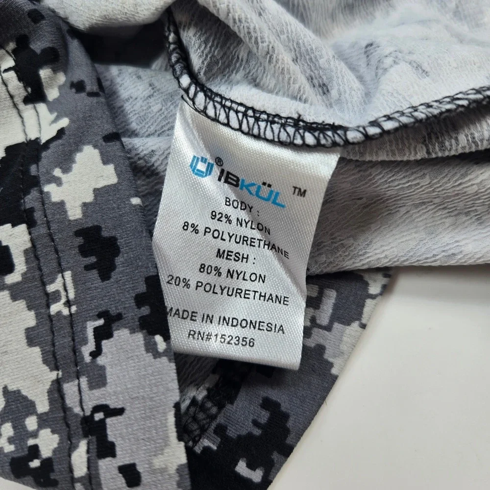 IBKUL Quarter Zip Pullover Womens XS Grey Digital Camo IceFil Sun Shirt Golf NEW